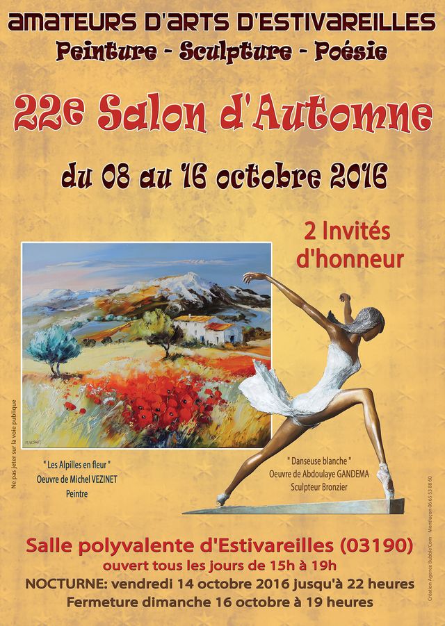 affiche salon automne 2016 estivareilles 03190 amateurs d arts